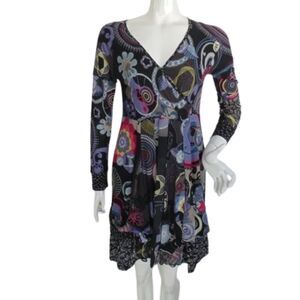 CHACOK Dress, 2/M, Colette, Long sleeves, Floral/Geometric print, Surplice